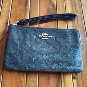 Coach Embossed Black Wristlet